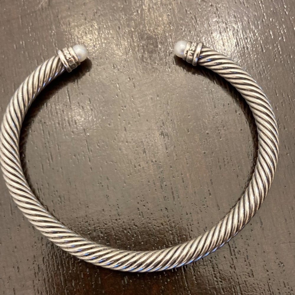 DAVID YURMAN - CLASSIC CABLE BRACELET Sterling Silver with Pearls and Diamonds - Picture 4 of 7